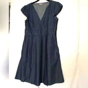 eShakti Custom Denim Faux Wrap Dress Size 14/Large